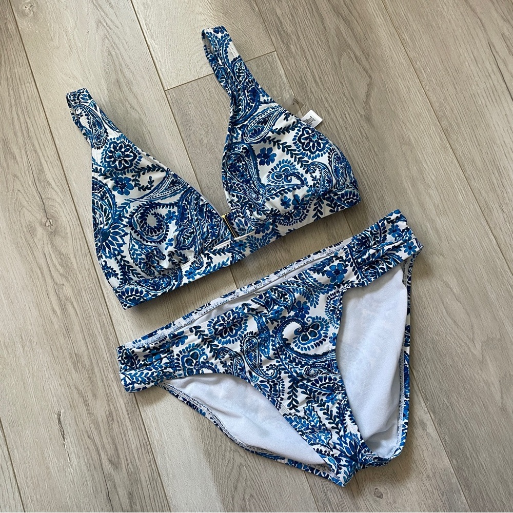 Mynah Paisley Bikini Swimsuit womens Blue (small) bright swim beach vacation